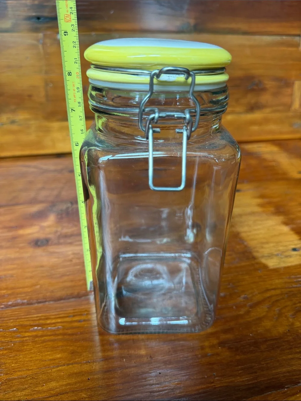 Clear Glass Airtight Jar with Yellow White Lid